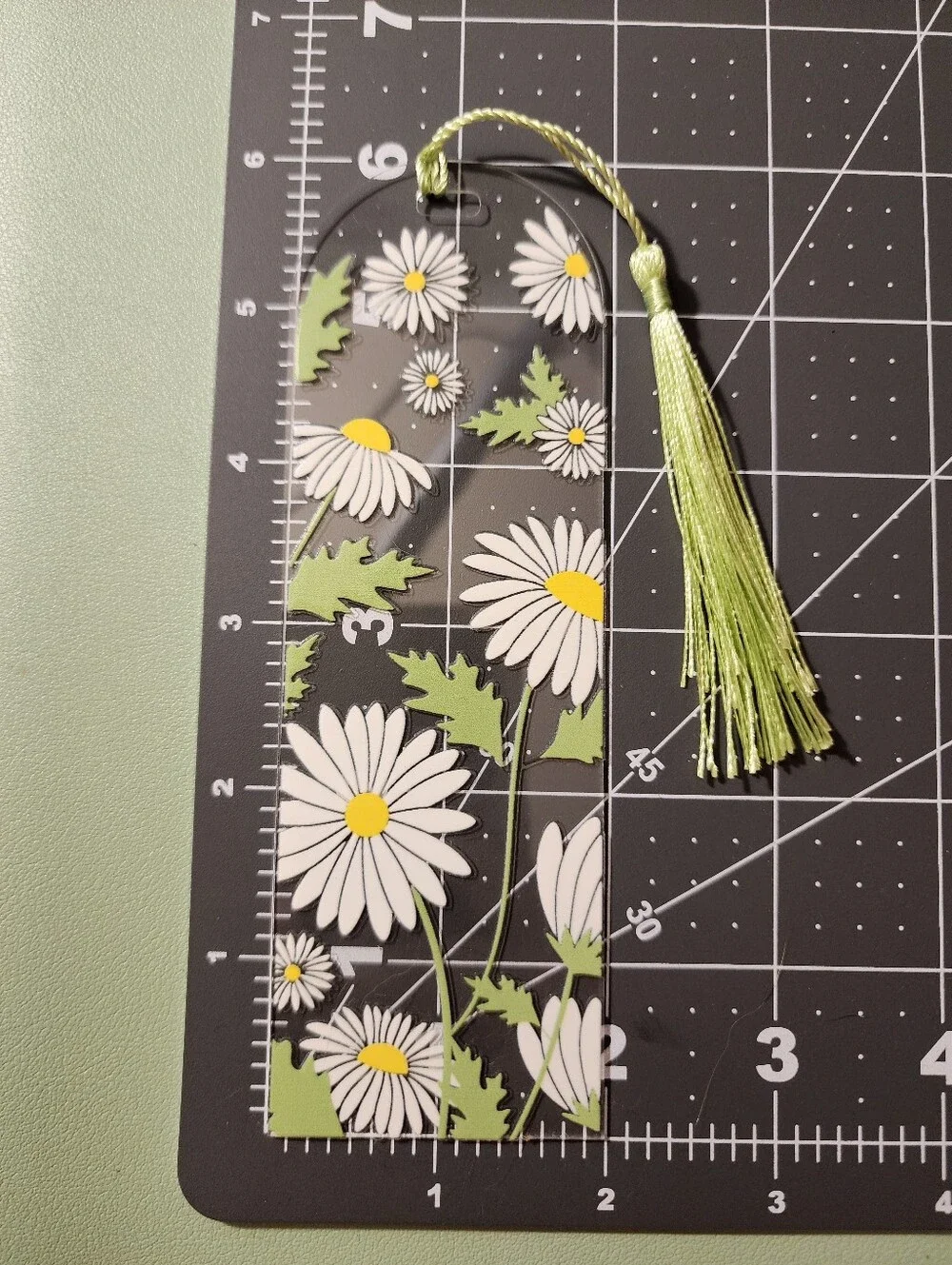 Floral Daisy Acrylic Bookmark in White and Yellow